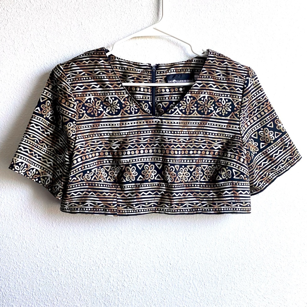 Vintage Sage Harbor Reworked Crop Top - Skirt Set